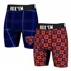 Chicago Bears Rock Em Socks Two-Pack Plaid and Checkerboard Boxer Briefs Chicago Bears Rock Em Socks Two-Pack Plaid and Checkerboard Boxer Briefs