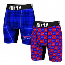 Buffalo Bills Rock Em Socks Two-Pack Plaid and Checkerboard Boxer Briefs Buffalo Bills Rock Em Socks Two-Pack Plaid and Checkerboard Boxer Briefs