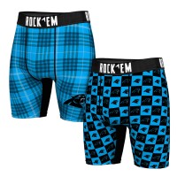 Carolina Panthers Rock Em Socks Two-Pack Plaid and Checkerboard Boxer Briefs