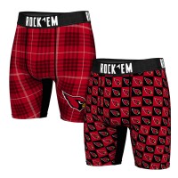 Arizona Cardinals Rock Em Socks Two-Pack Plaid and Checkerboard Boxer Briefs