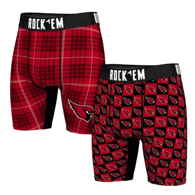 Arizona Cardinals Rock Em Socks Two-Pack Plaid and Checkerboard Boxer Briefs