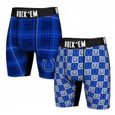 Indianapolis Colts Rock Em Socks Two-Pack Plaid and Checkerboard Boxer Briefs Indianapolis Colts Rock Em Socks Two-Pack Plaid and Checkerboard Boxer Briefs