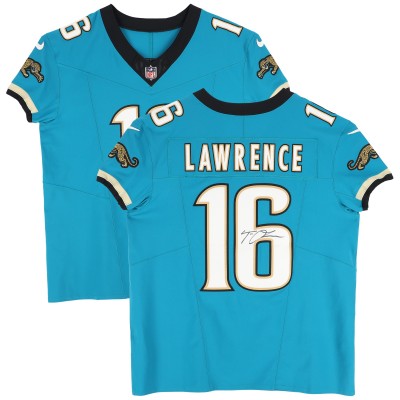 Trevor Lawrence Jacksonville Jaguars Autographed Fanatics Authentic Teal Throwback Elite Jersey