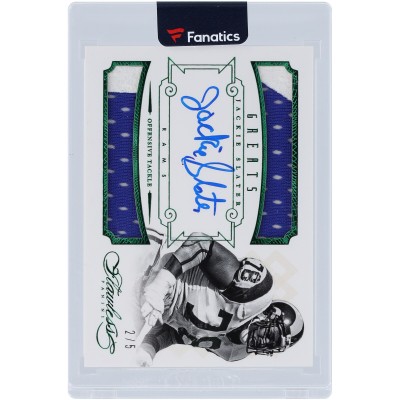 Jackie Slater Los Angeles Rams Autographed 2014 Panini Flawless Emerald Dual Two-Color Relic #26 #2/5 Card