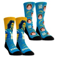 Unisex Los Angeles Chargers Justin Herbert Rock Em Socks NFL-Player Two-Pack Crew Socks Set
