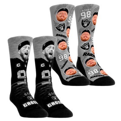 Unisex Las Vegas Raiders Maxx Crosby Rock Em Socks NFL-Player Two-Pack Crew Socks Set