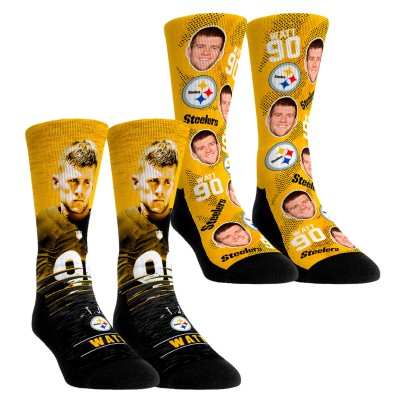Две пары носков T.J. Watt Pittsburgh Steelers Rock Em Socks Unisex NFL-Player Crew