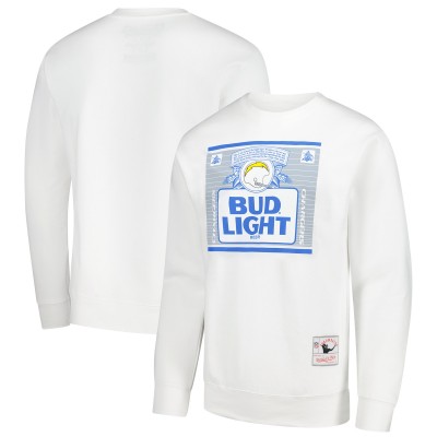 Los Angeles Chargers Mitchell & Ness x Bud Light White The Crest Pullover Sweatshirt