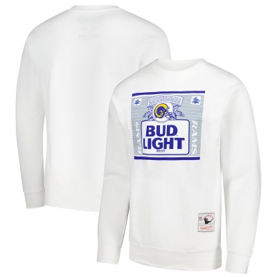 Los Angeles Rams Mitchell & Ness x Bud Light The Crest Pullover Sweatshirt - White