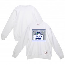 Seattle Seahawks Mitchell & Ness x Bud Light White The Crest Pullover Sweatshirt