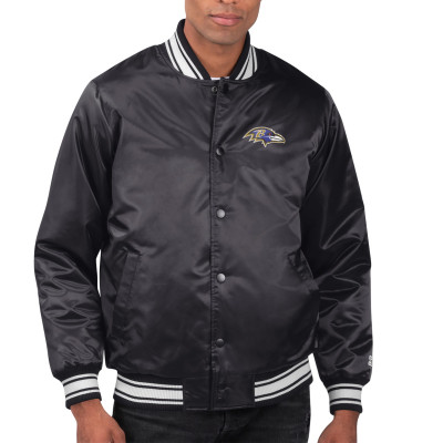 Куртка Baltimore Ravens Starter Black Printed Team Logo Satin Varsity Full-Snap