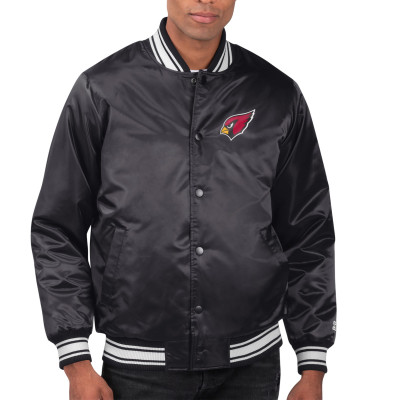Куртка Arizona Cardinals Starter Black Printed Team Logo Satin Varsity Full-Snap