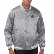 Куртка на кнопках Carolina Panthers Starter Silver Printed Team Logo Satin Varsity