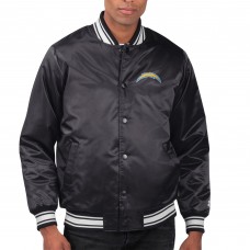 Los Angeles Chargers Starter Black Printed Team Logo Satin Varsity Full-Snap Jacket