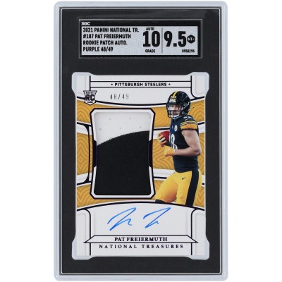 Pat Freiermuth Pittsburgh Steelers Autographed 2021 Panini National Treasures Purple #187 #48/49 SGC Authenticated 9.5/10 Rookie Card