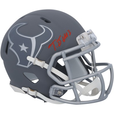 Tank Dell Houston Texans Autographed Fanatics Authentic Riddell Slate Speed Mini Helmet