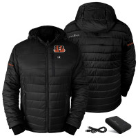 Cincinnati Bengals ActionHeat Black 5V Battery Heated Insulated Puffer Full-Zip Hoodie Jacket
