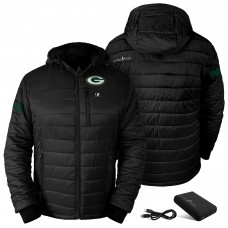 Толстовка на молнии Green Bay Packers ActionHeat Black 5V Battery Charged Insulated Puffer
