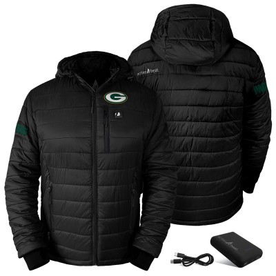 Толстовка на молнии Green Bay Packers ActionHeat Black 5V Battery Charged Insulated Puffer