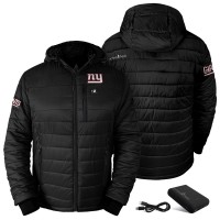 New York Giants ActionHeat Black 5V Battery Heated Insulated Puffer Full-Zip Hoodie Jacket