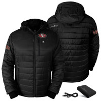 San Francisco 49ers ActionHeat Black 5V Battery Heated Insulated Puffer Full-Zip Hoodie Jacket