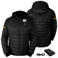 Толстовка Pittsburgh Steelers ActionHeat Black 5V Battery Heated Insulated Puffer Full-Zip Jacket