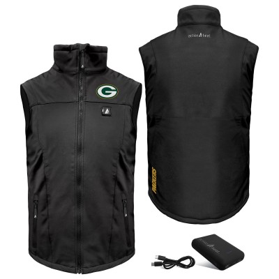 Green Bay Packers ActionHeat Black 5V Softshell Battery Heated Full-Zip Vest
