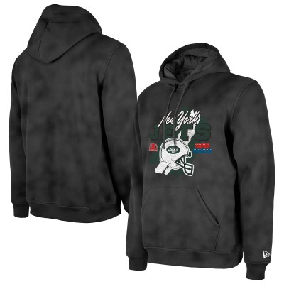 New York Jets New Era Black Identity Helmet Enzyme Washed Pullover Hoodie