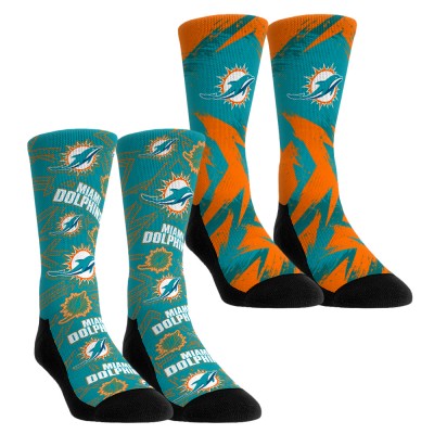 Unisex Miami Dolphins Rock Em Socks Gameday Two-Pack Crew Socks Set