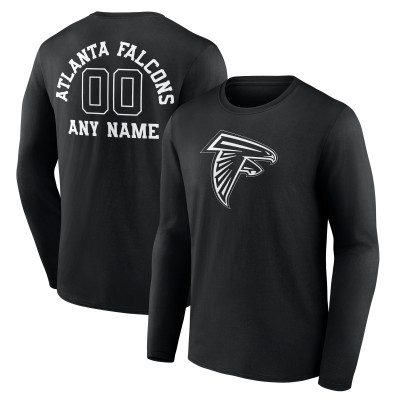 Именная футболка с длинным рукавом Atlanta Falcons Black Name & Number Monochrome