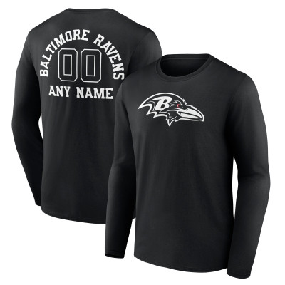 Именная футболка с длинным рукавом Baltimore Ravens Black Name & Number Monochrome