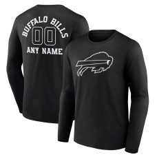 Именная футболка с длинным рукавом Buffalo Bills Black Name & Number Monochrome