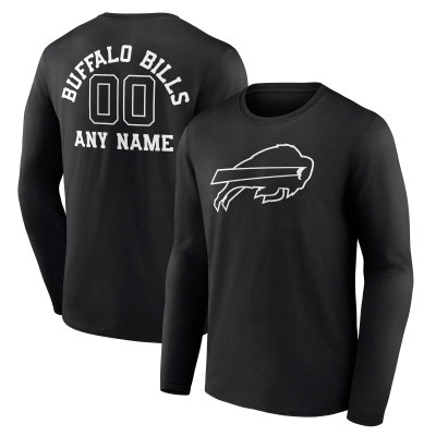 Именная футболка с длинным рукавом Buffalo Bills Black Name & Number Monochrome