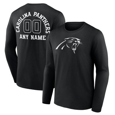 Именная футболка с длинным рукавом Carolina Panthers Black Name & Number Monochrome