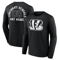 Cincinnati Bengals Black Personalized Name & Number Monochrome Long Sleeve T-Shirt