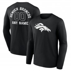 Denver Broncos Black Personalized Name & Number Monochrome Long Sleeve T-Shirt Denver Broncos Black Personalized Name & Number Monochrome Long Sleeve T-Shirt