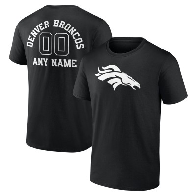 Denver Broncos Black Personalized Name & Number Monochrome T-Shirt