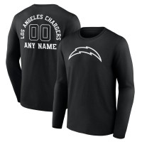 Los Angeles Chargers Black Personalized Name & Number Monochrome Long Sleeve T-Shirt