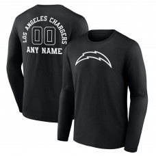 Los Angeles Chargers Black Personalized Name & Number Monochrome Long Sleeve T-Shirt
