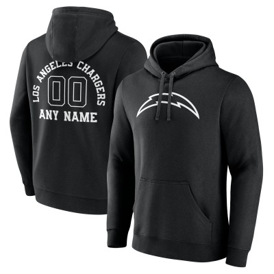 Los Angeles Chargers Black Personalized Name & Number Pullover Hoodie