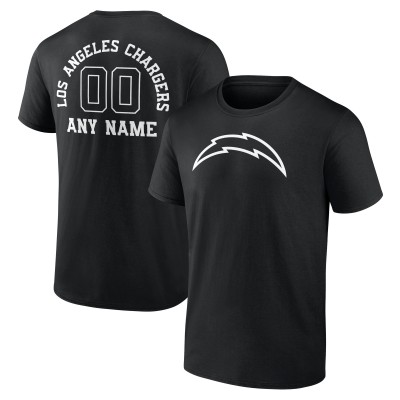 Los Angeles Chargers Black Personalized Name & Number Monochrome T-Shirt