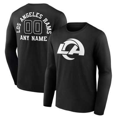 Los Angeles Rams Personalized Name & Number Monochrome Long Sleeve T-Shirt - Black