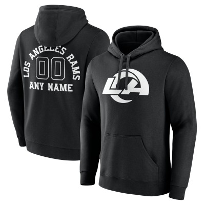Los Angeles Rams Black Personalized Name & Number Pullover Hoodie