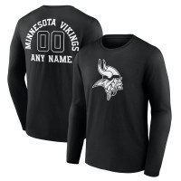 Minnesota Vikings Black Personalized Name & Number Monochrome Long Sleeve T-Shirt