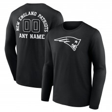 New England Patriots Black Personalized Name & Number Monochrome Long Sleeve T-Shirt
