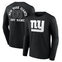 New York Giants Black Personalized Name & Number Monochrome Long Sleeve T-Shirt