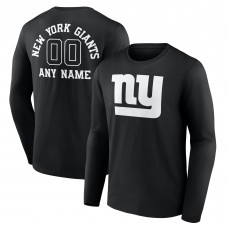 New York Giants Black Personalized Name & Number Monochrome Long Sleeve T-Shirt