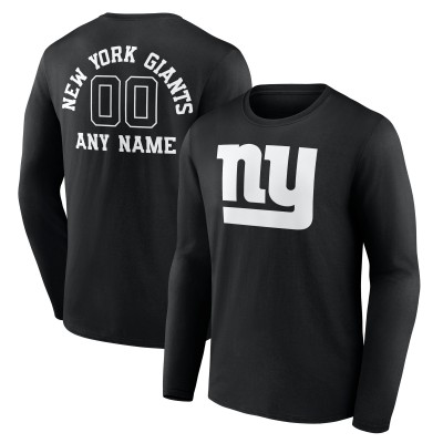 New York Giants Black Personalized Name & Number Monochrome Long Sleeve T-Shirt