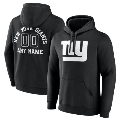 New York Giants Black Personalized Name & Number Pullover Hoodie