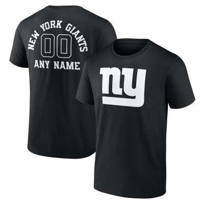 New York Giants Black Personalized Name & Number Monochrome T-Shirt
